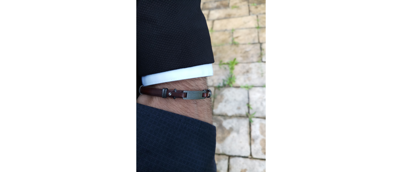 Bracelet Single Big cuir italien marron